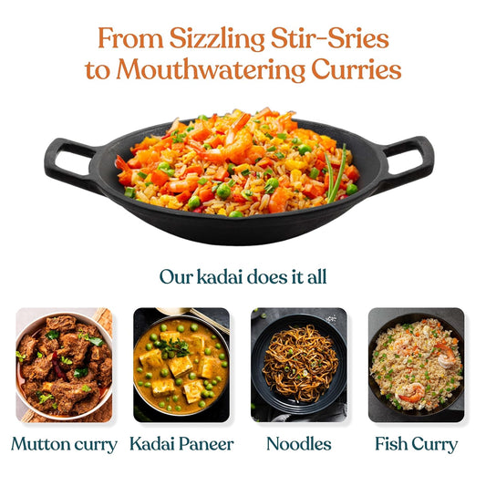 Cast Iron Cookware Shallow Kadai