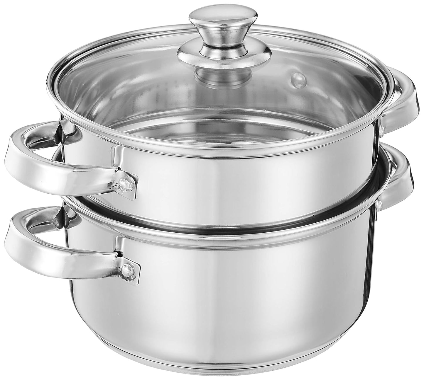 2 Tier -Stainless Steel Steamer with Glass Lid