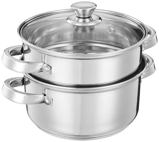 2 Tier -Stainless Steel Steamer with Glass Lid