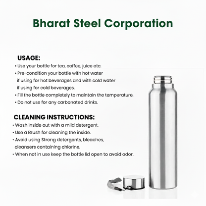 Steel Bottle Straight-Rassi (Non-Insulated)