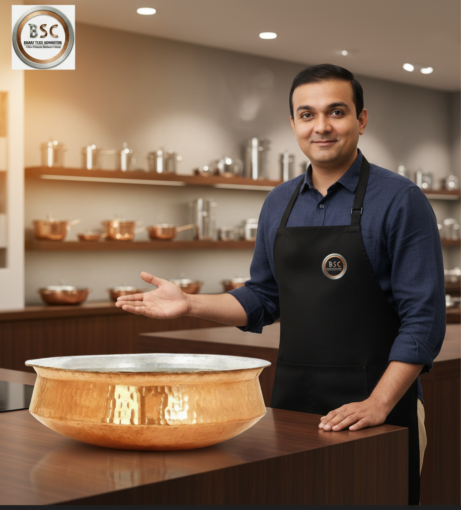 Copper Hammered Lucknowi Lagan for Cooking, Kalai Coating