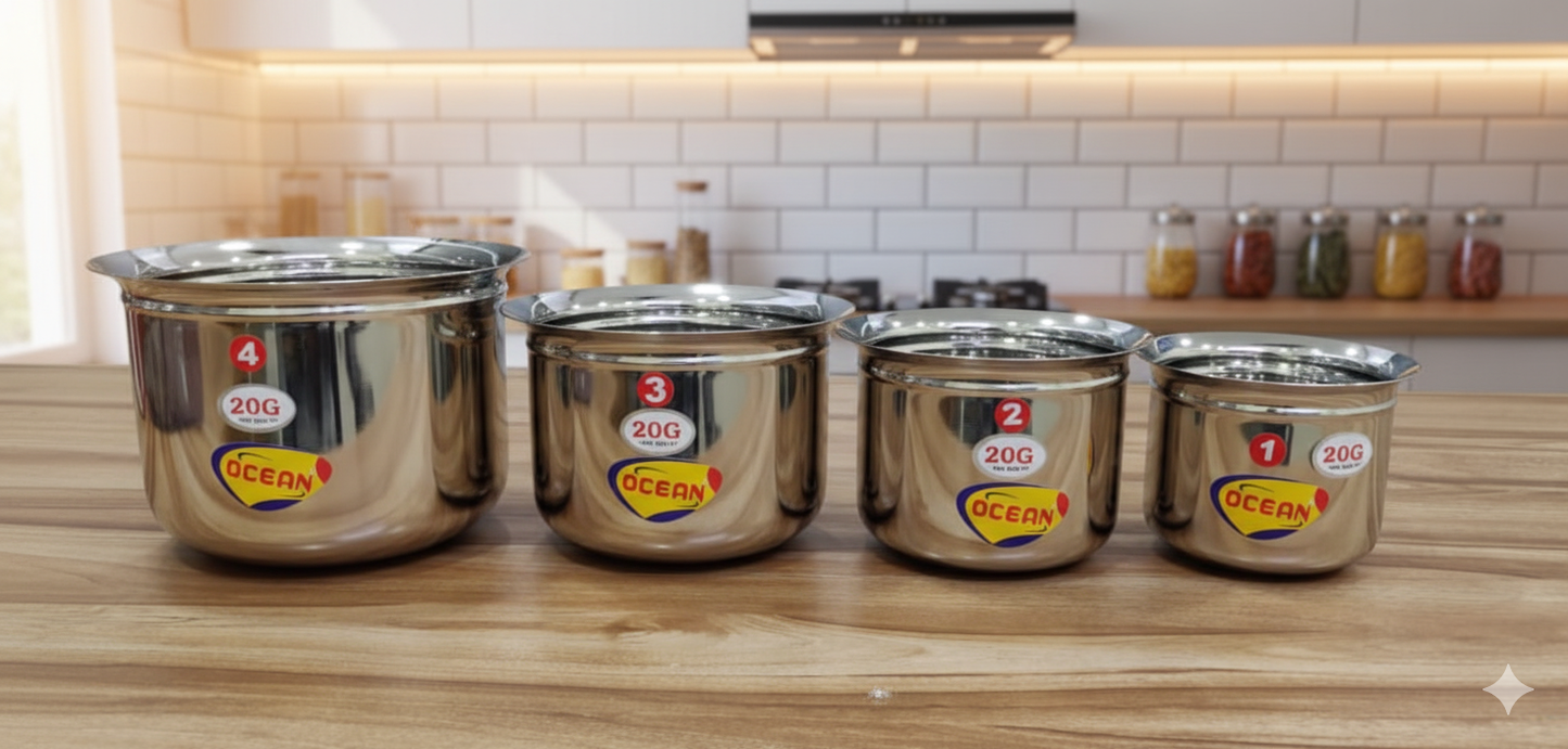 Stainless Steel Height Tope Cookware and serving set - Plain