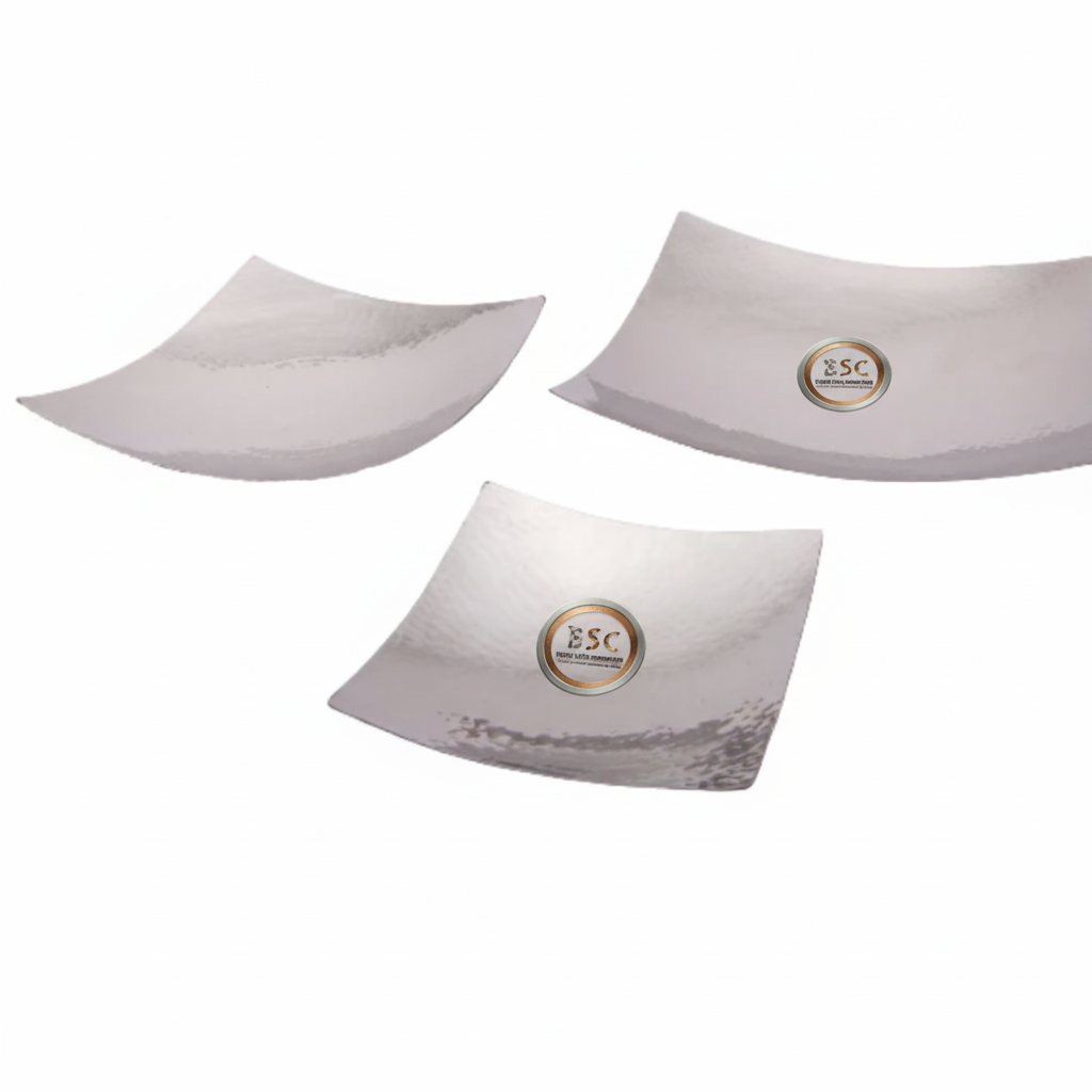 Stainless Steel Hammered Square Snack Tray or Platter with Legs