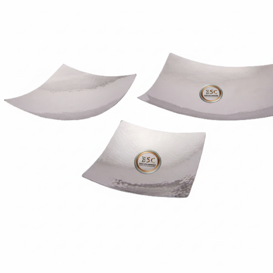 Stainless Steel Hammered Square Snack Tray or Platter with Legs