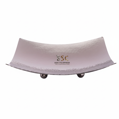 Stainless Steel Hammered Square Snack Tray or Platter with Legs