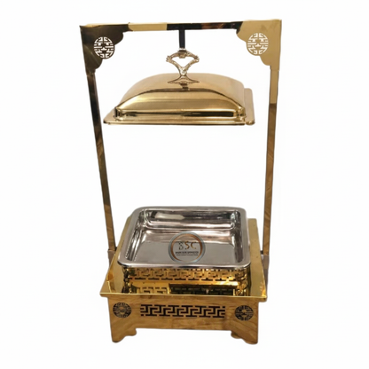 Gold Finish Maharaja Chafer, Stainless Steel, Lift-Top Complete Set Chafer