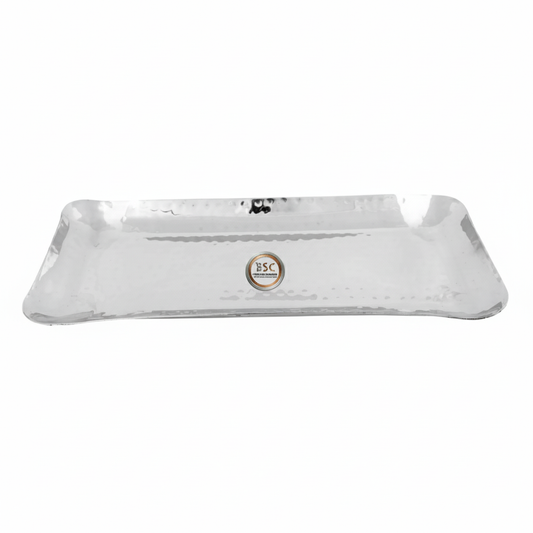 Heavy Duty Stainless Steel Hand Hammered Rectangle Shape Serving Platter