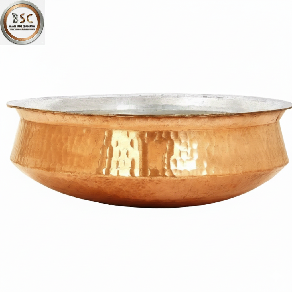 Copper Hammered Lucknowi Lagan for Cooking, Kalai Coating