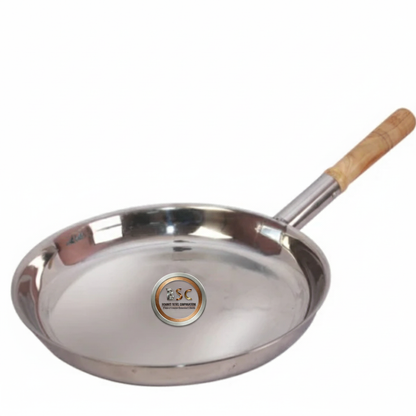 Wooden Handle Stainless Steel Round Frying Pan