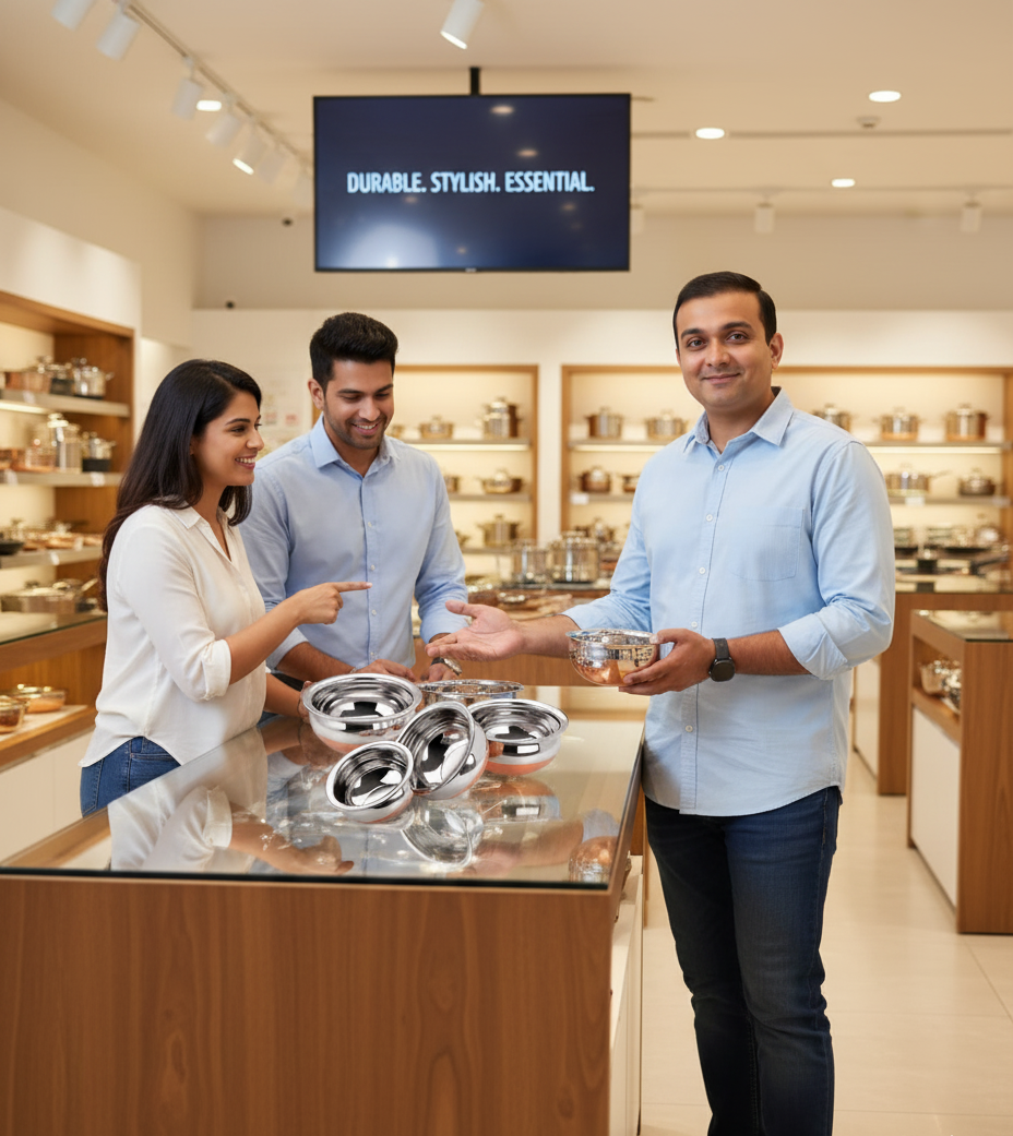 Copper Bottom Stainless Steel Handi Cookware Set with Lids