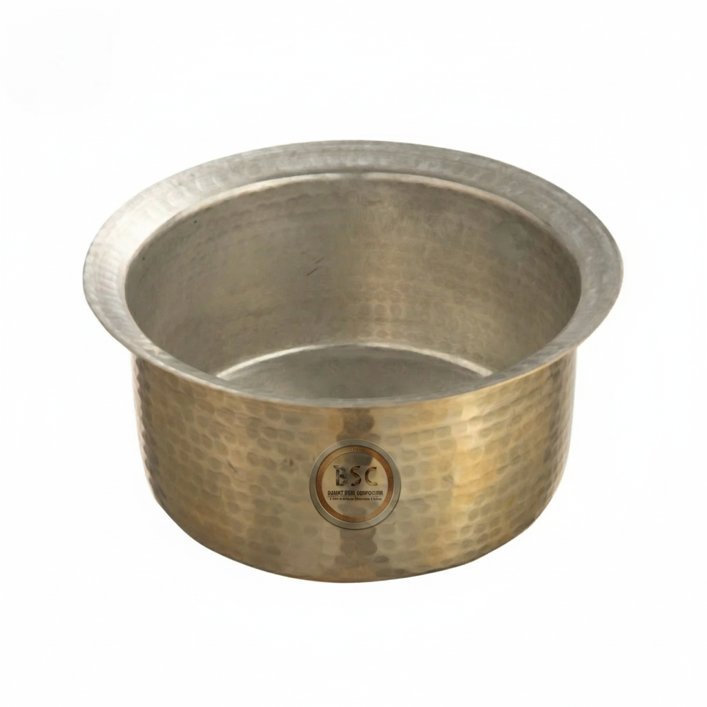 Brass Hammered Tope or Vessel with Tin (Kalai) Coating inside