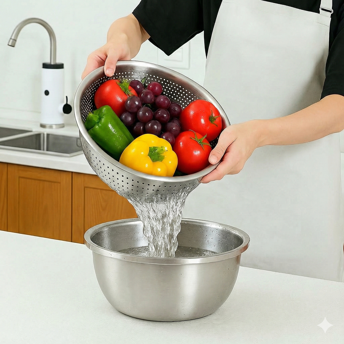 Steel Rice Strainer Colander (Multiple Sizes)