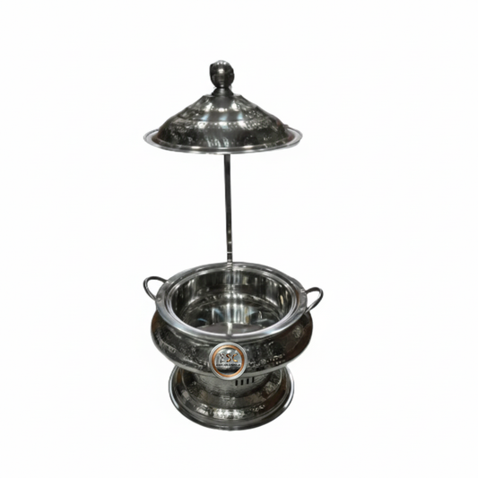 Hammered Stainless Steel Lift-Top Chafing Dish with Hanger