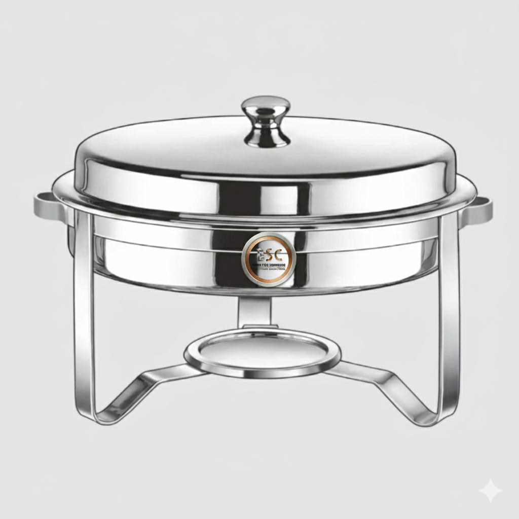 Stainless Steel 304 Round Lift Top Chafing Dish with Lid (All Sizes)