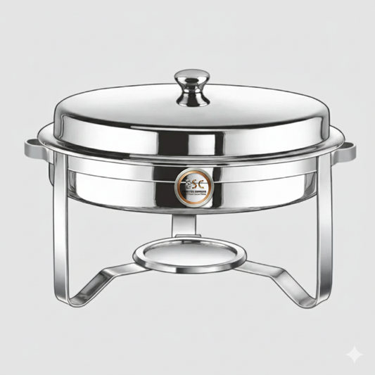 Stainless Steel 304 Round Lift Top Chafing Dish with Lid (All Sizes)