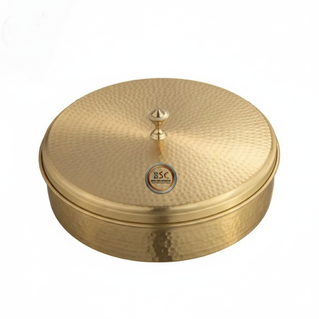 Pure Brass Traditional Masala Box / Dabba, Heavy Duty, 7 Bowls, 1 Spoon