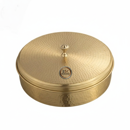 Pure Brass Traditional Masala Box / Dabba, Heavy Duty, 7 Bowls, 1 Spoon