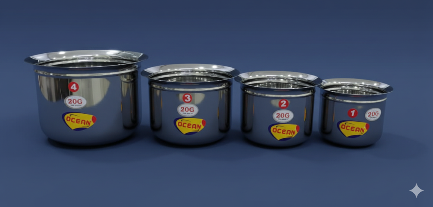 Stainless Steel Height Tope Cookware and serving set - Plain