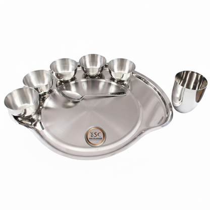 Stainless Steel Maharaja Thali Set, 10 pieces