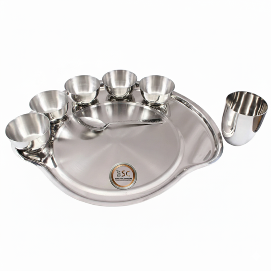 Stainless Steel Maharaja Thali Set, 10 pieces