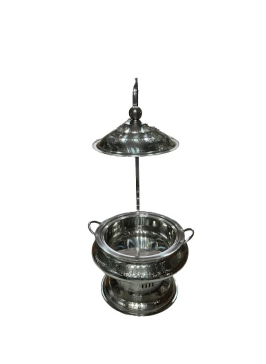 Hammered Stainless Steel Lift-Top Chafing Dish with Hanger
