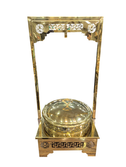 Gold Finish Round Chafing Dish with Hanger, Stainless Steel Chafer