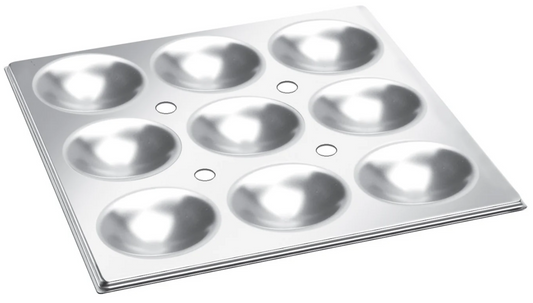 Stainless Steel 2/3 Idli Tray for Combi Oven, 9 Idli's, 3.5" Diameter, 14" x 12.8", SS 304