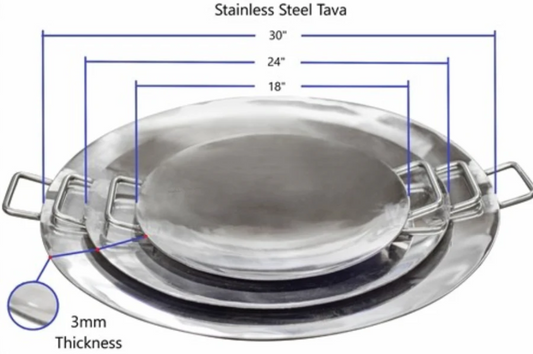 Stainless Steel Round Tikki Tawa Platter,3 MM Thick, (All Sizes)