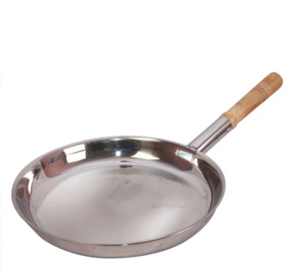 Wooden Handle Stainless Steel Round Frying Pan