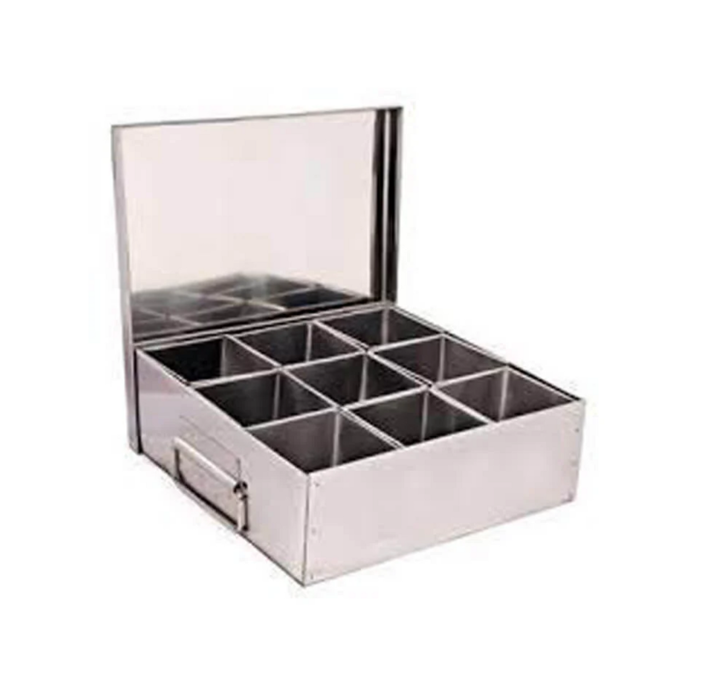 Stainless Steel Commercial Masala Dabba or Spice Box, 9 Containers, 950 ML each