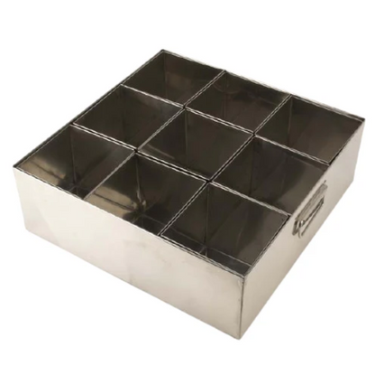 Stainless Steel Commercial Masala Dabba or Spice Box, 9 Containers, 950 ML each
