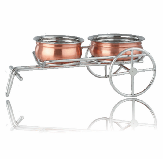 Stainless Steel Bullock Cart for Serving Curries for Restaurants