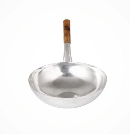 Commercial Stainless Steel Chinese Wok Deep Fry Pan with Wooden handle (All Sizes)