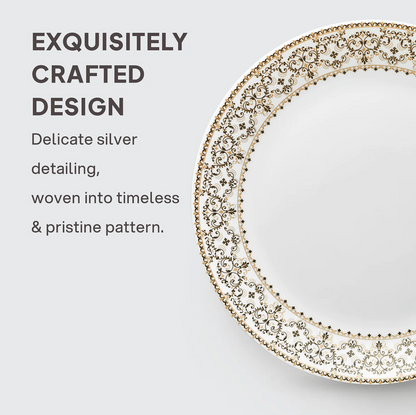 Cello Solitaire Opalware Dinner Set, Ornate Gold