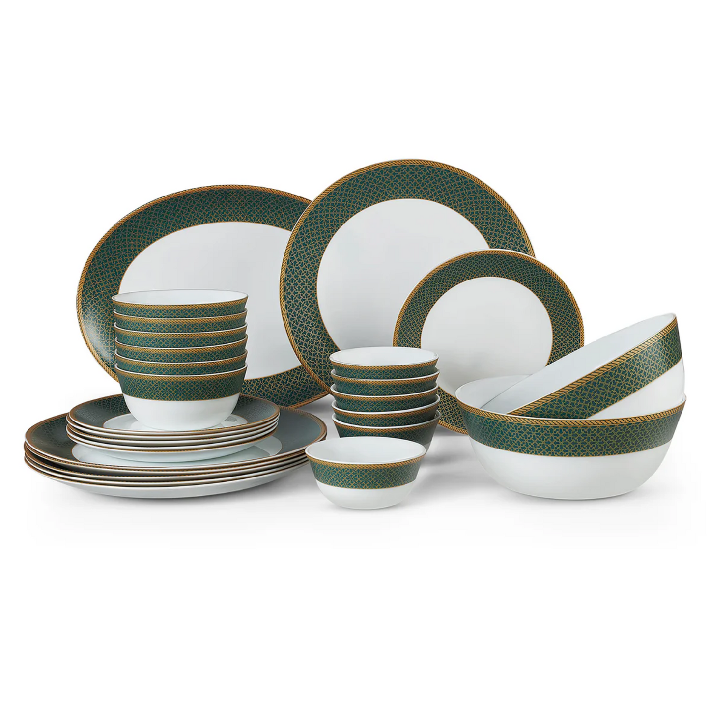 Cello Solitaire Opalware Dinner Set, Emerald