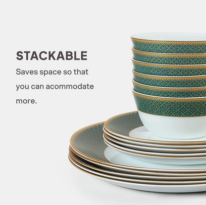 Cello Solitaire Opalware Dinner Set, Emerald