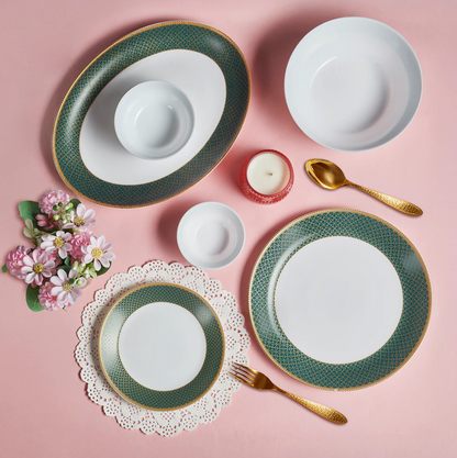 Cello Solitaire Opalware Dinner Set, Emerald