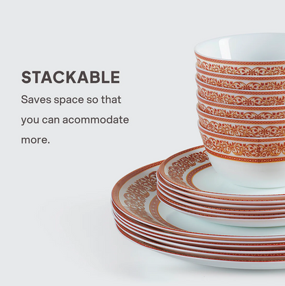 Cello Solitaire Opalware Dinner Set, Rosso