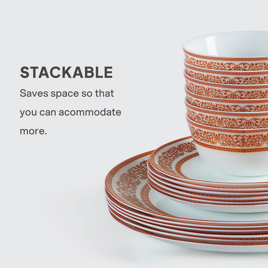 Cello Solitaire Opalware Dinner Set, Rosso
