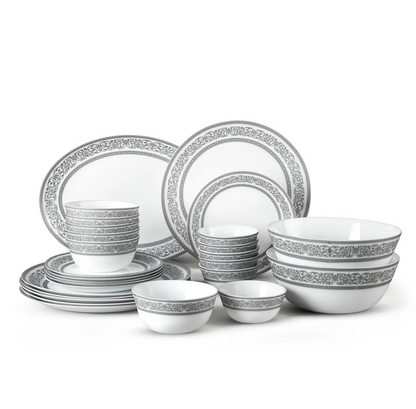 Cello Solitaire Opalware Dinner Set, Argento