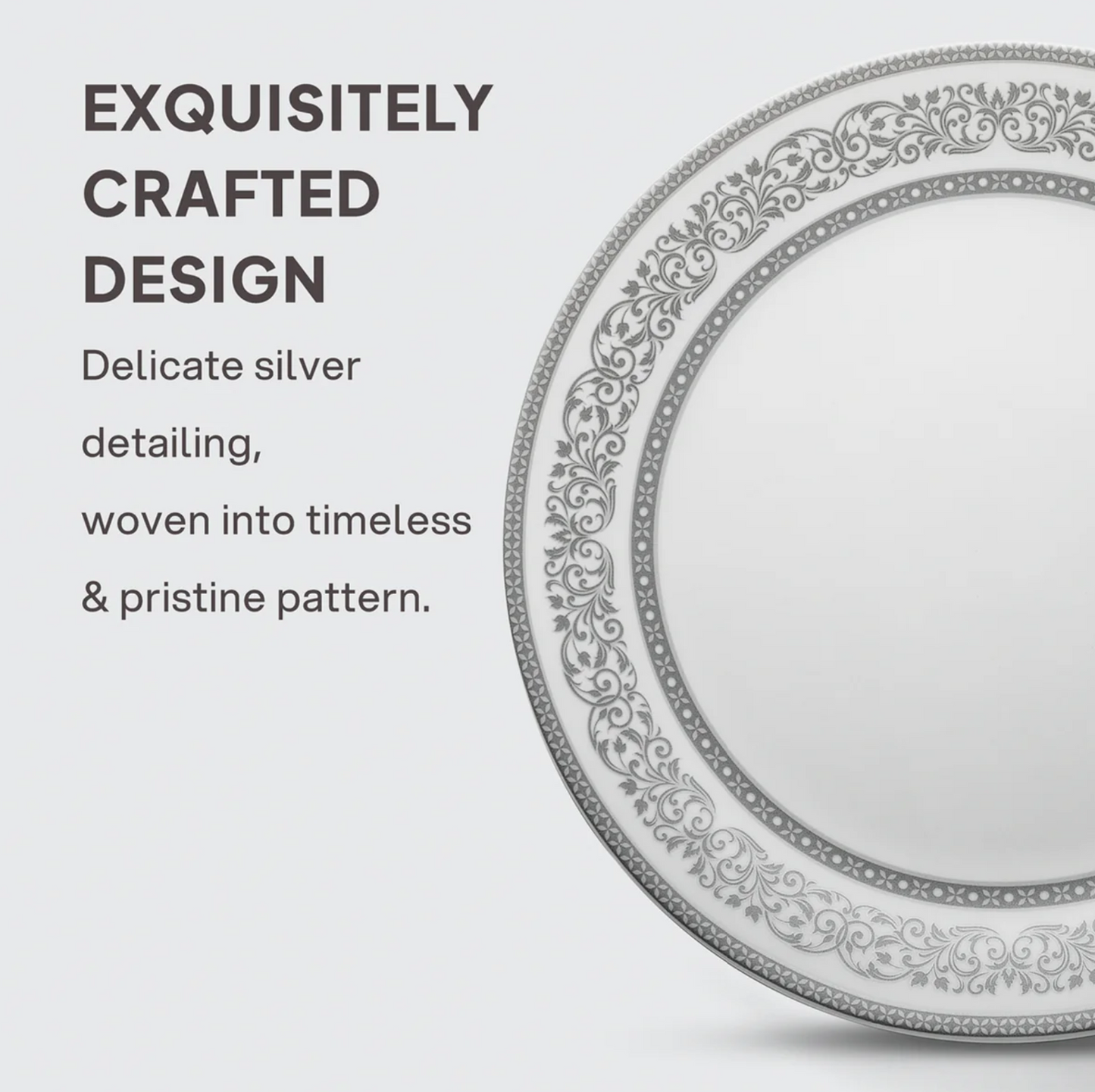 Cello Solitaire Opalware Dinner Set, Argento