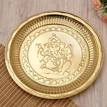 Brass Pooja Plate (with Om Symbol / Ganesh Symbol)