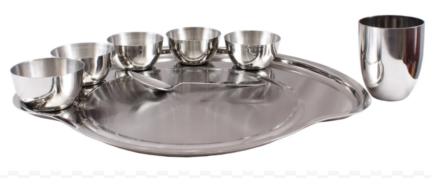 Stainless Steel Maharaja Thali Set, 10 pieces