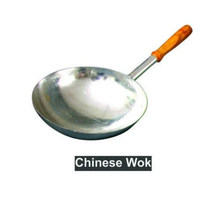 Commercial Stainless Steel Chinese Wok Deep Fry Pan with Wooden handle (All Sizes)