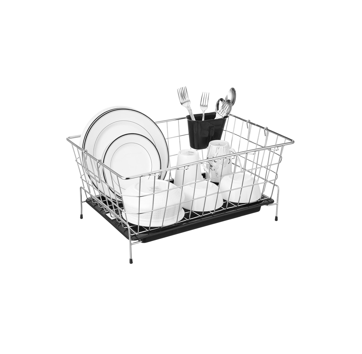 Stainless Steel Dish Drainer Tokra with Drain Tray + Cutlery Stand