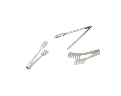 Stainless Steel Tongs Range - Utility, Noodle, and Cake Tong.