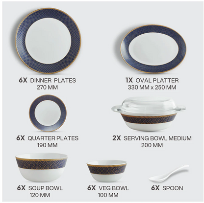 Cello Solitaire Opalware Dinner Set, Sapphire